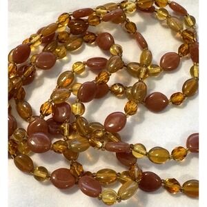 Vintage Butterscotch Cognac Amber Bead Necklace 22 inches Old Money Luxury